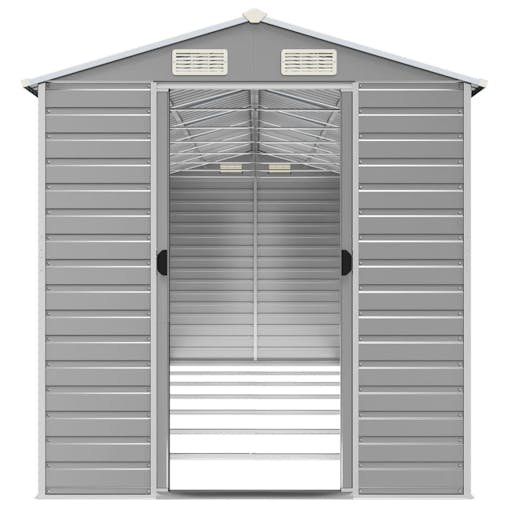 NNEVL Garden Shed Light Grey 191x640x198 cm Galvanised Steel