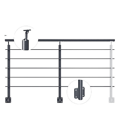 Kit garde-corps gris anthracite 2m pose latérale, Opalu KORDO