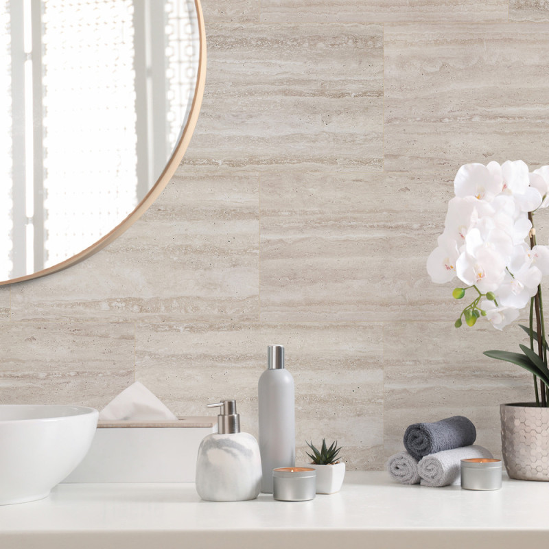 Dalle en PVC Travertino 65 x 37,5 cm 8 pièces DUMAWALL