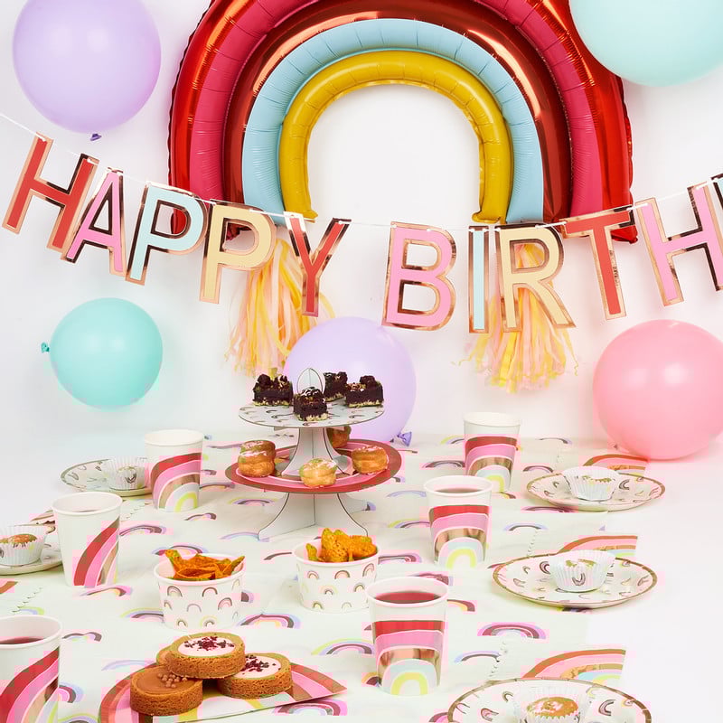 Slinger happy birthday - multikleur - 2.5 meter