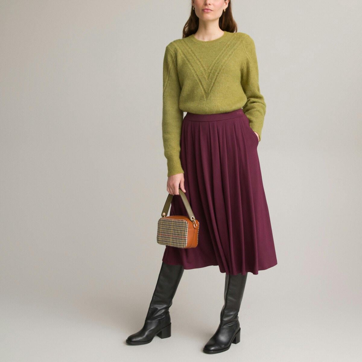 Pull col rond, en grosse maille