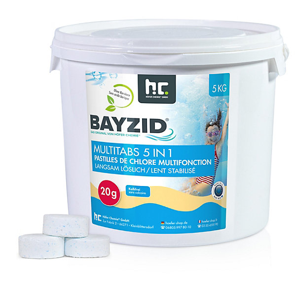 4 x 5 Kg Pastilles De Chlore Multifonction 5 En 1 Bayzid De 20g En Seau
