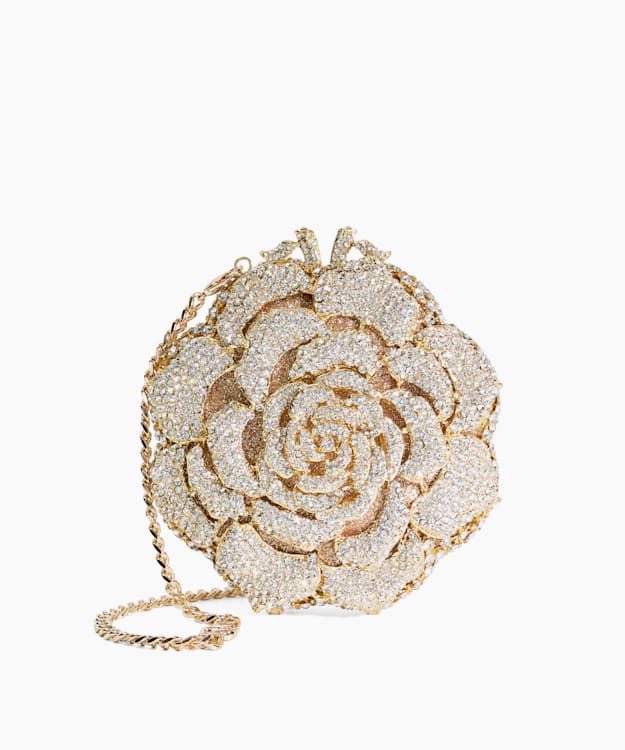 Bling Gold - Floral Diamante Embellished Clutch Bag