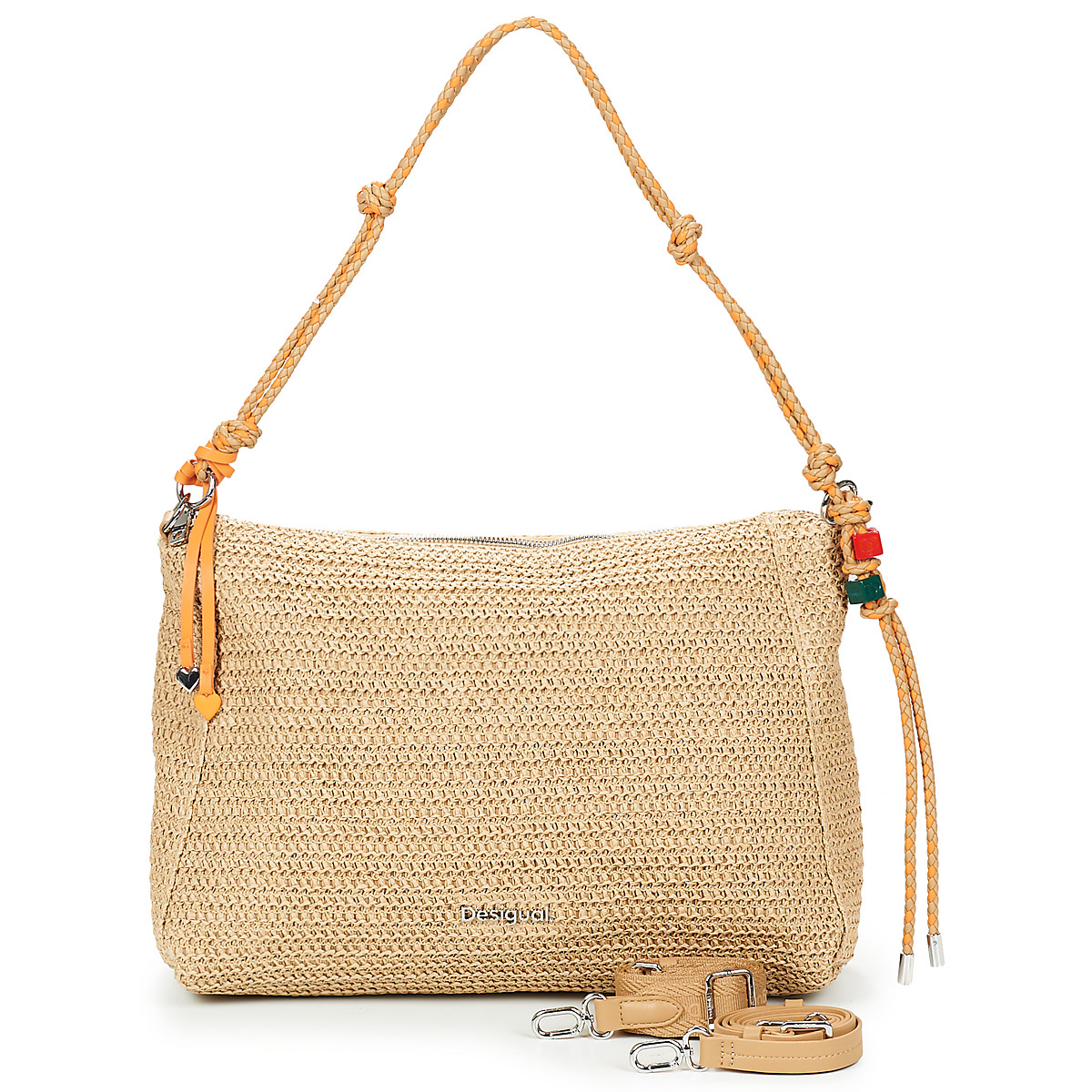 Desigual - BAG HALF LOGO RAFFIA LEIRIA - Beige