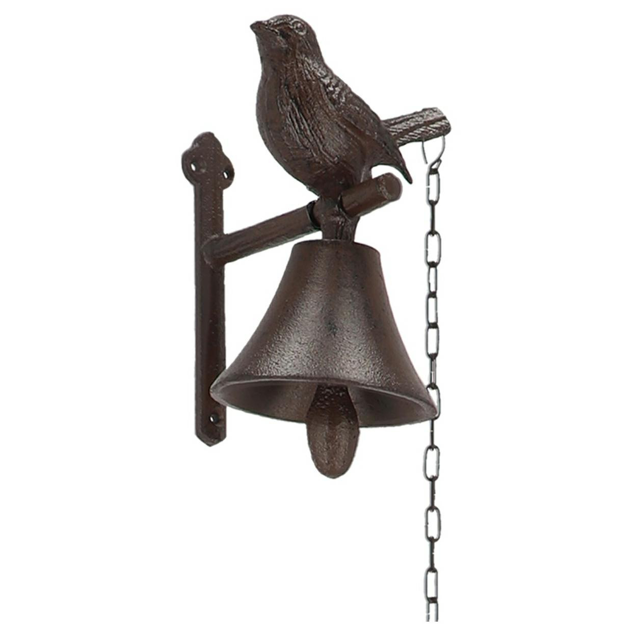 Żeliwny dzwonek do drzwi z ptakiem vintage brązowy 20 cm Esschert Design