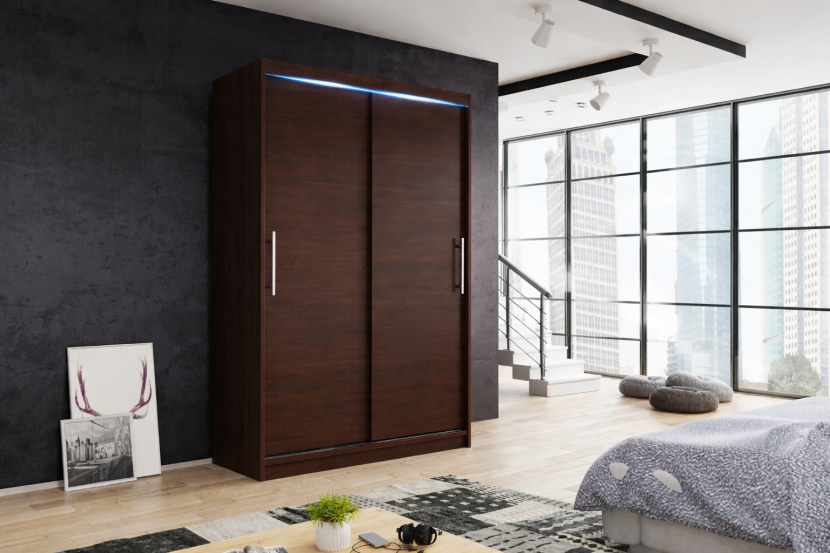Szafa przesuwna NIKO 110cm wenge   srebrne dodatki
