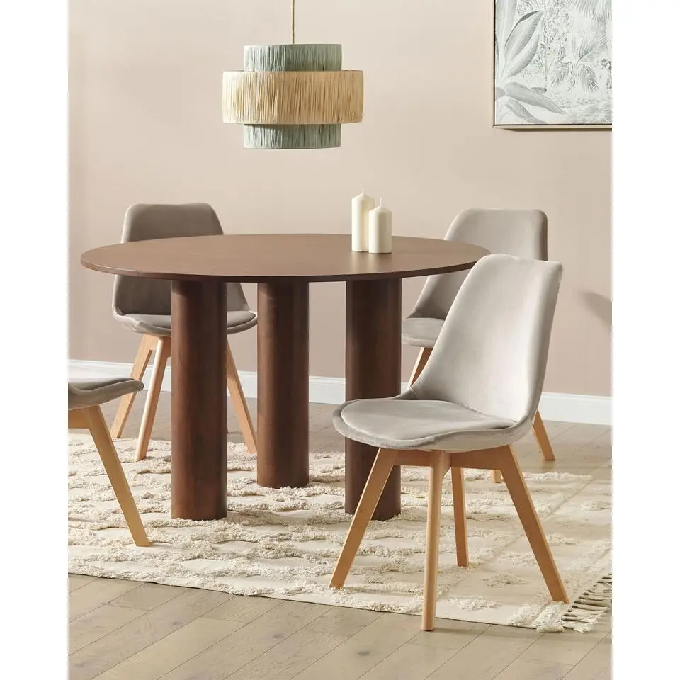 DAKOTA - Eetkamerstoel - Taupe - Fluweel