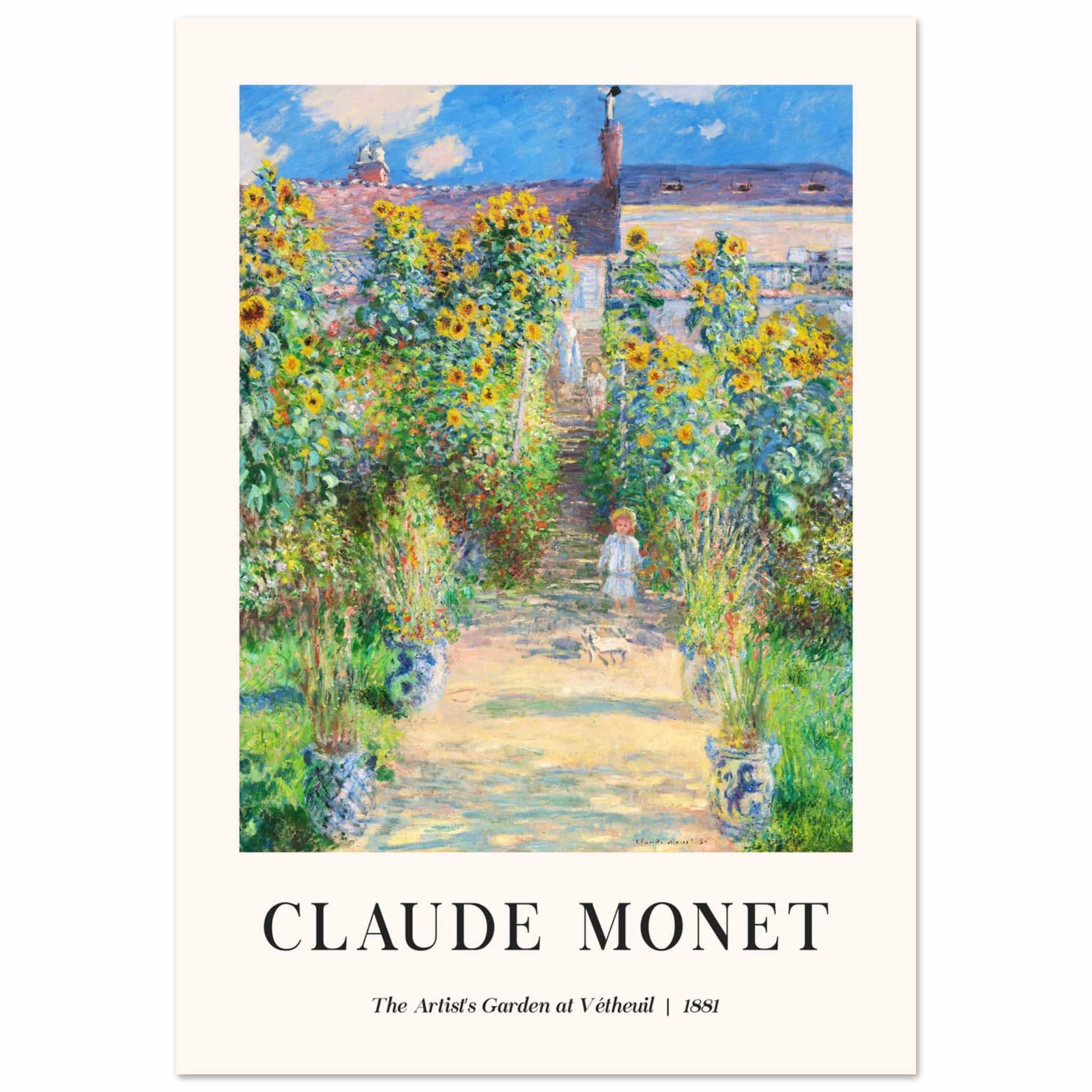 Artfulprints Poster Claude Monet - The artist's garden at Vétheuil  - 70x100 cm - Groen
