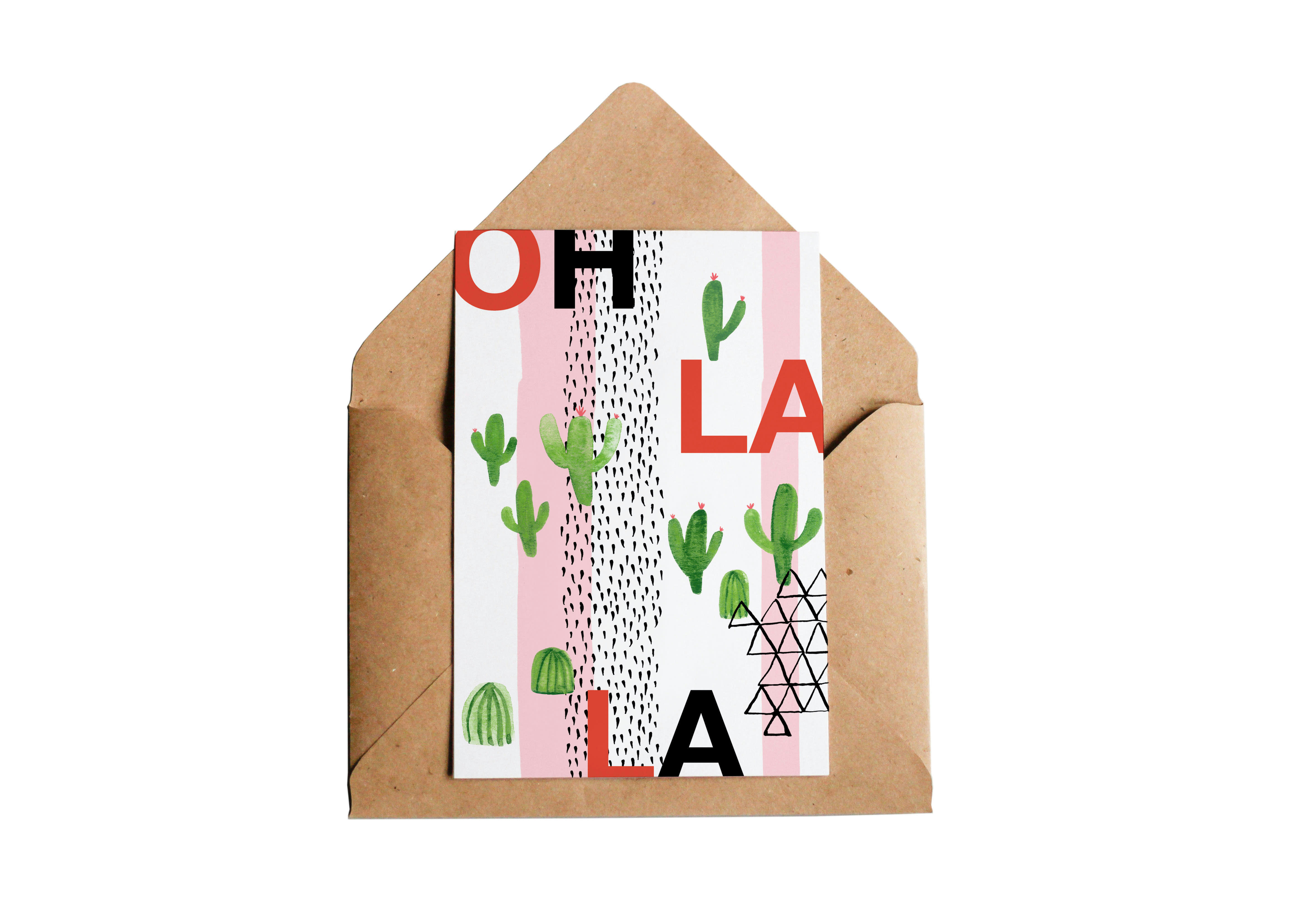 CACTUS - Carte postale double avec enveloppe en papier recyclé