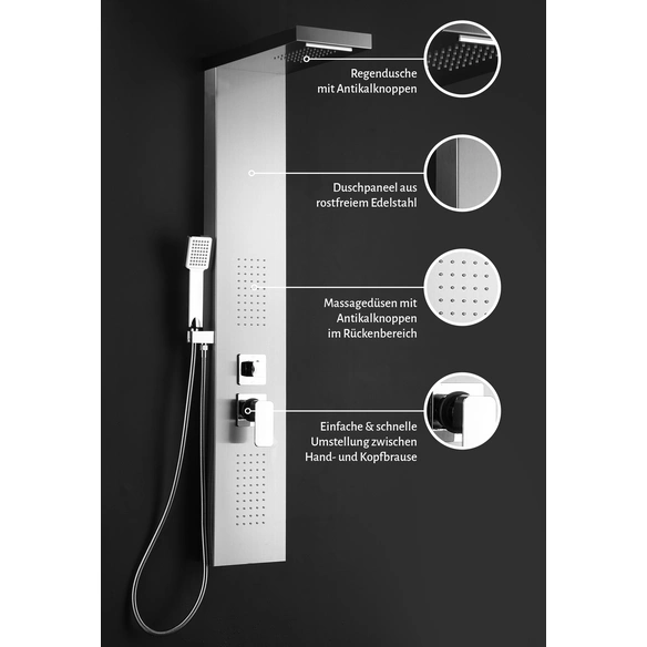 Duschpaneel »Enya«, Höhe: 125 cm, Aluminium
