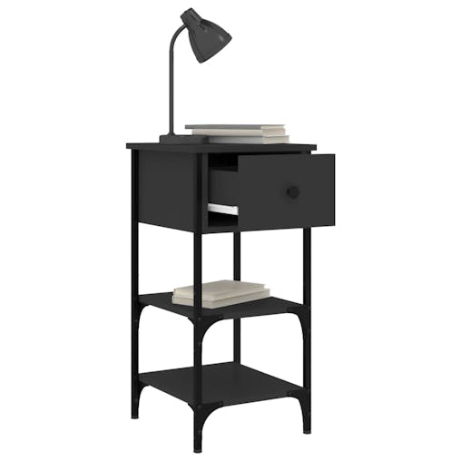 NNEVL Bedside Cabinets 2 pcs Black 34x36x70 cm Engineered Wood