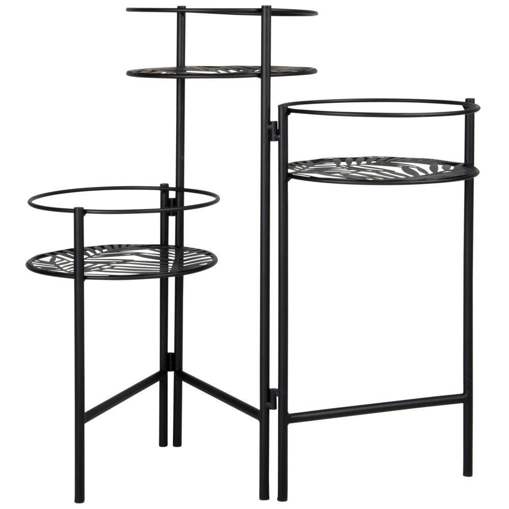 - Support pour jardinières en métal noir