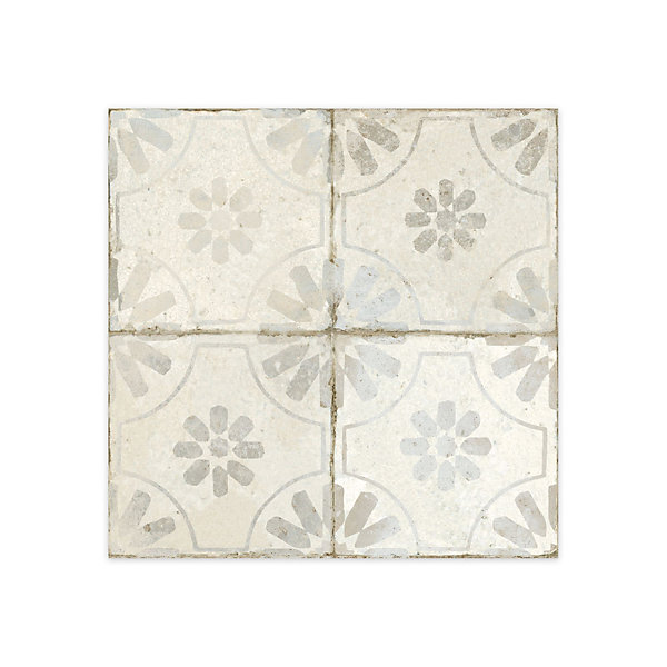 Carrelage Vintage effet Carreau ciment Blanc 45x45x0,95 cm Selvara - Sol et mur intérieur (vendu par carton de 1 m²) - RO'MA CARRE