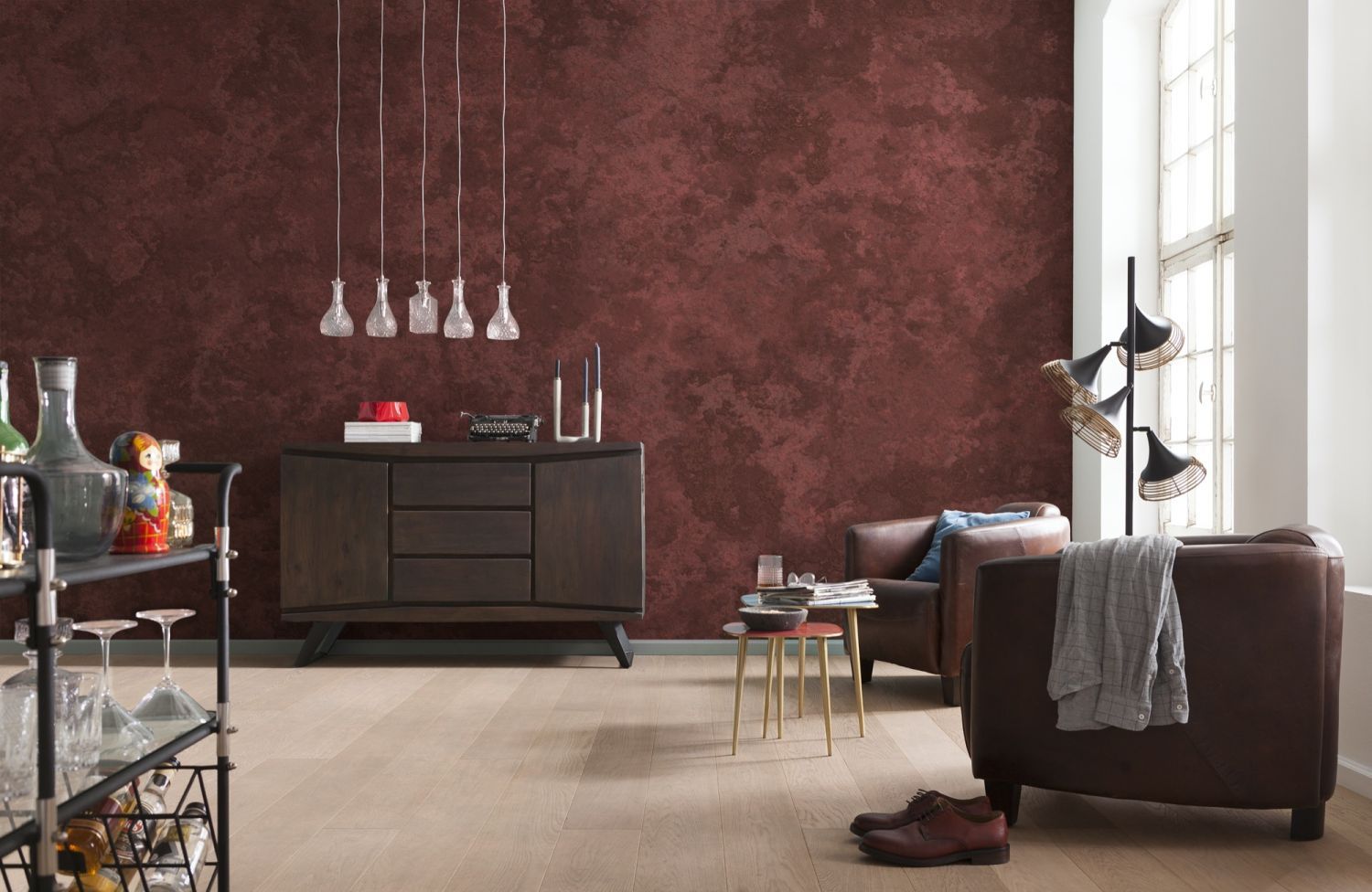 Sanders & Sanders fotobehang beton donker rood - 400 x 280 cm - 612073