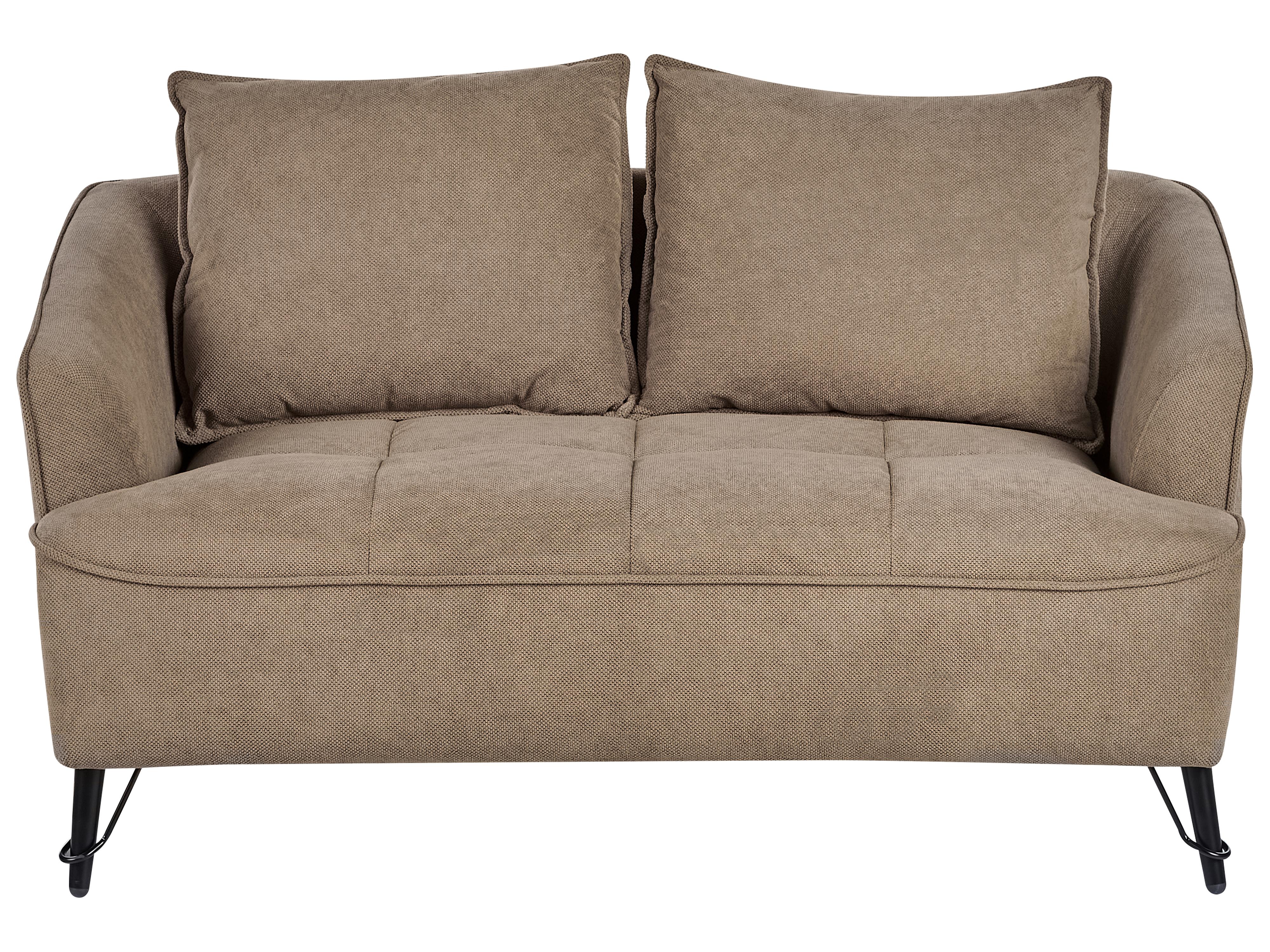 Living Room Set 5 Seater HOBRO Fabric Light Brown
