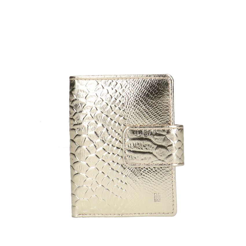 Manfield Metallic goudkleurige leren portemonnee met crocoprint