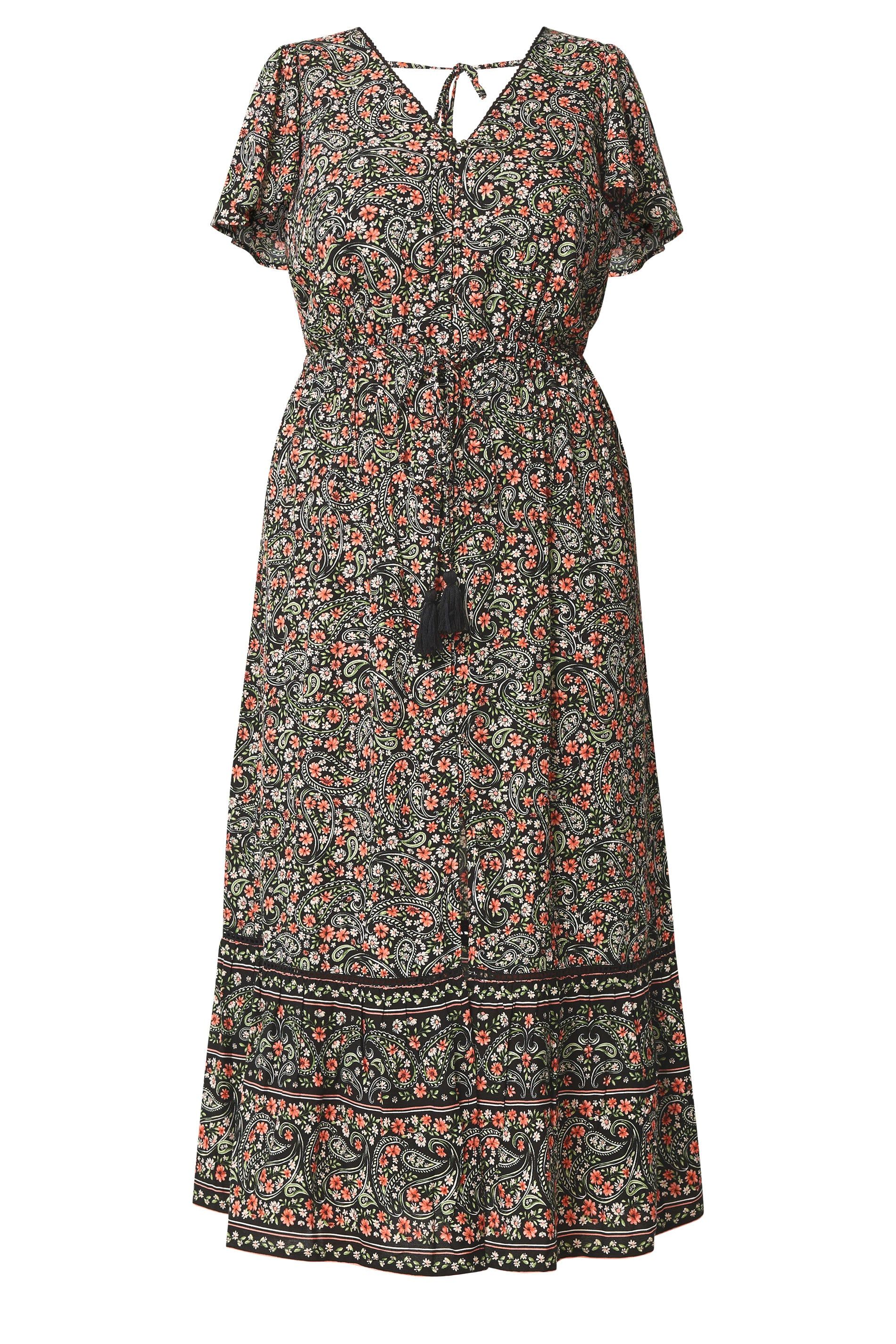 Yours Ditsy Floral Border Detail Dress