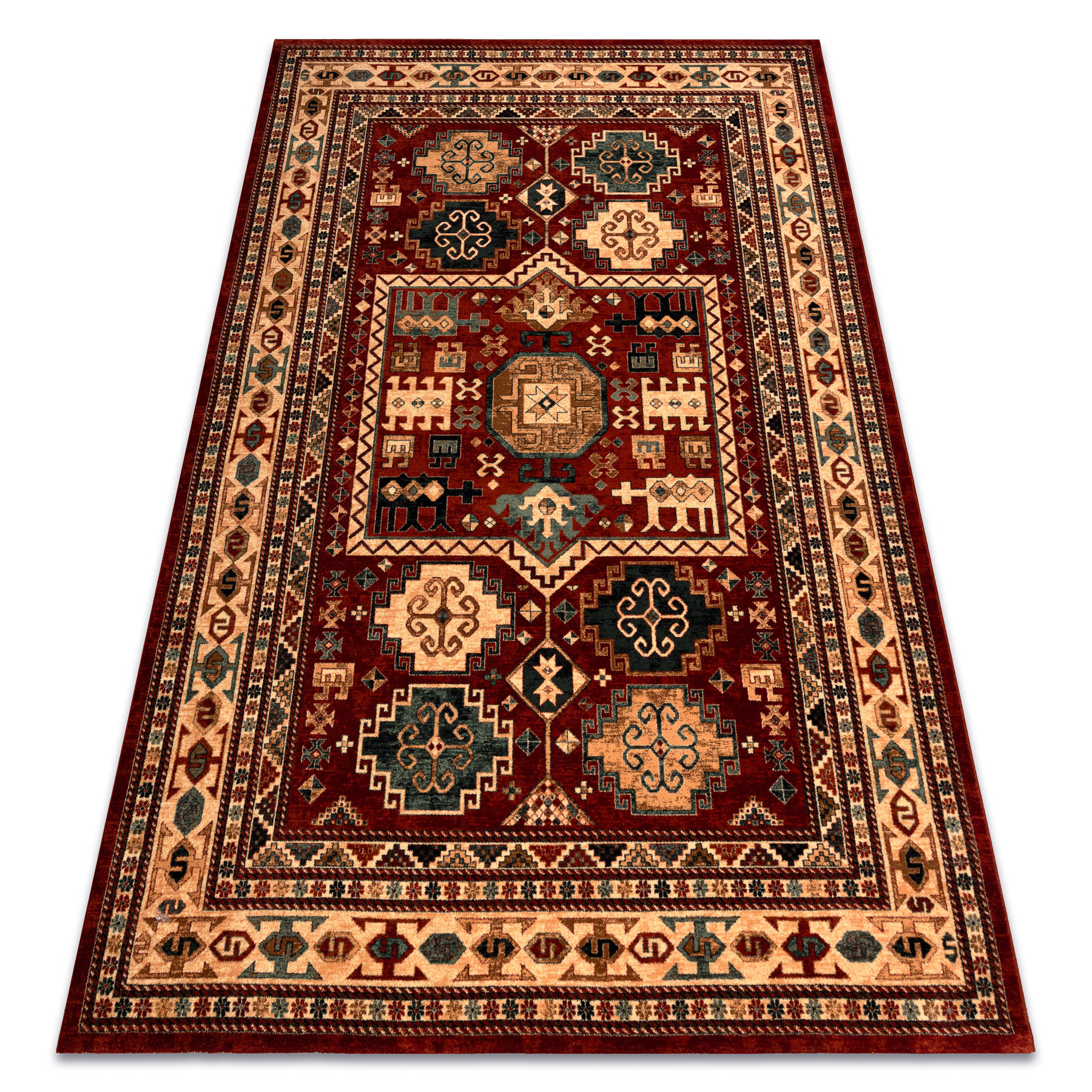 Dywan wełniany KASHQAI 4306 300 orientalny, ramka terakota / 67x130 cm