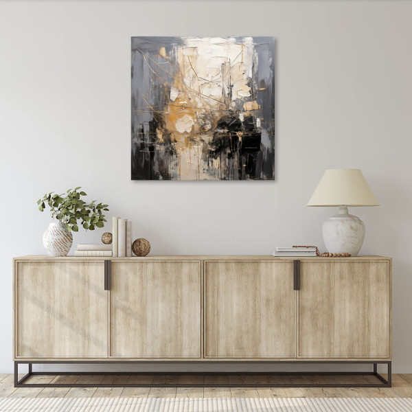 Feeby Obraz, Abstrakcja Technika Impasto Szarość 30x30