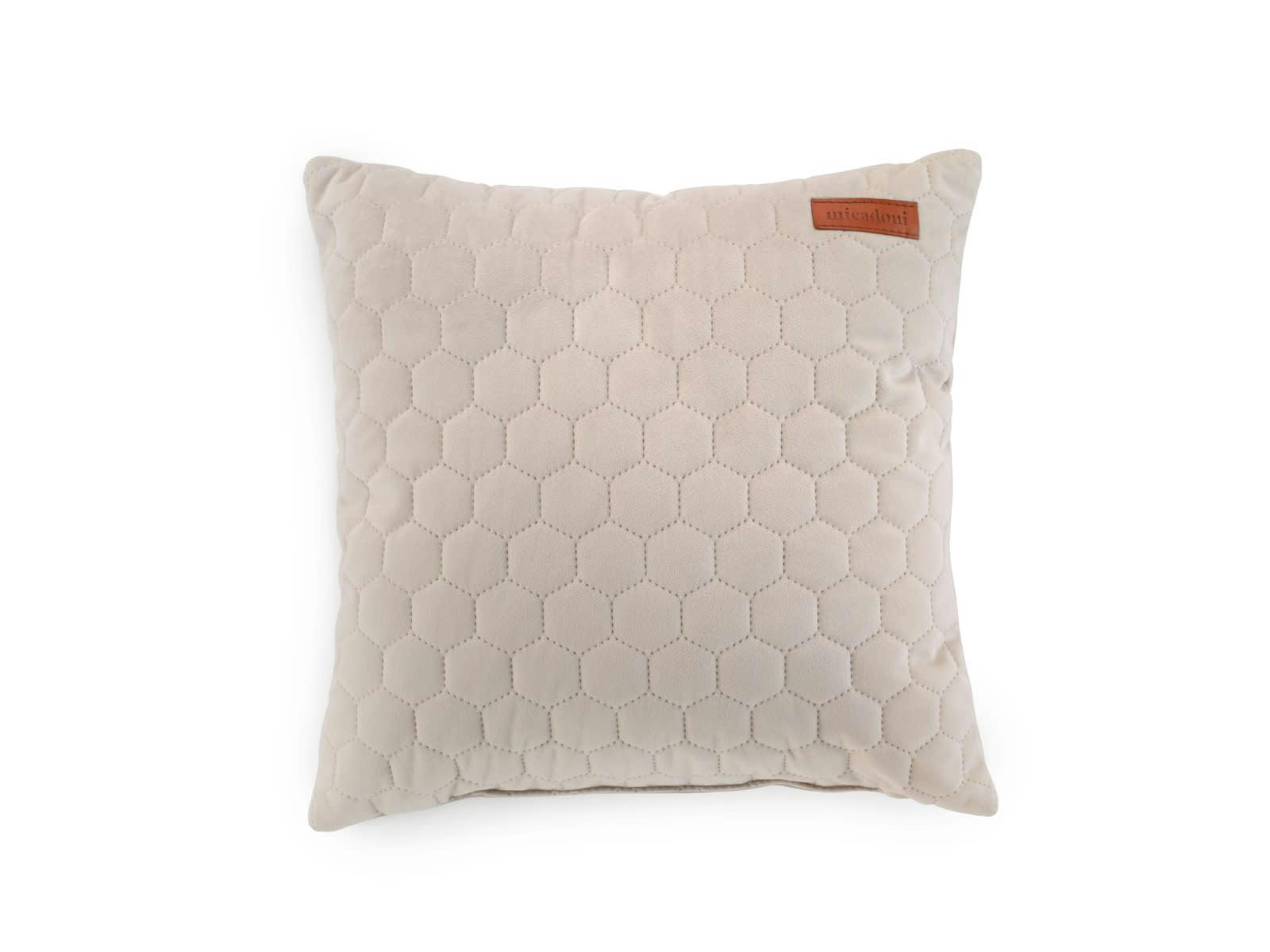 DONA - Coussin en tissu velours beige 36x36x16cm