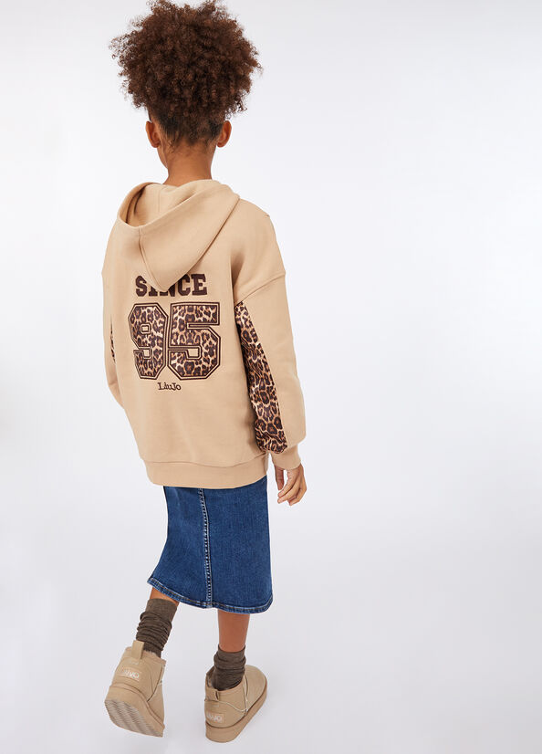 Felpa animalier con cappuccio