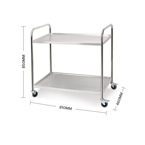 SOGA 2X 2 Tier Stainless Steel Kitchen Food Cart Trolley Utility Round Small 81x46x85cm