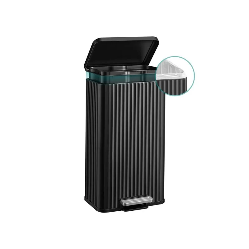 30L Poubelle de cuisine fine en acier à pédale fermeture douce
