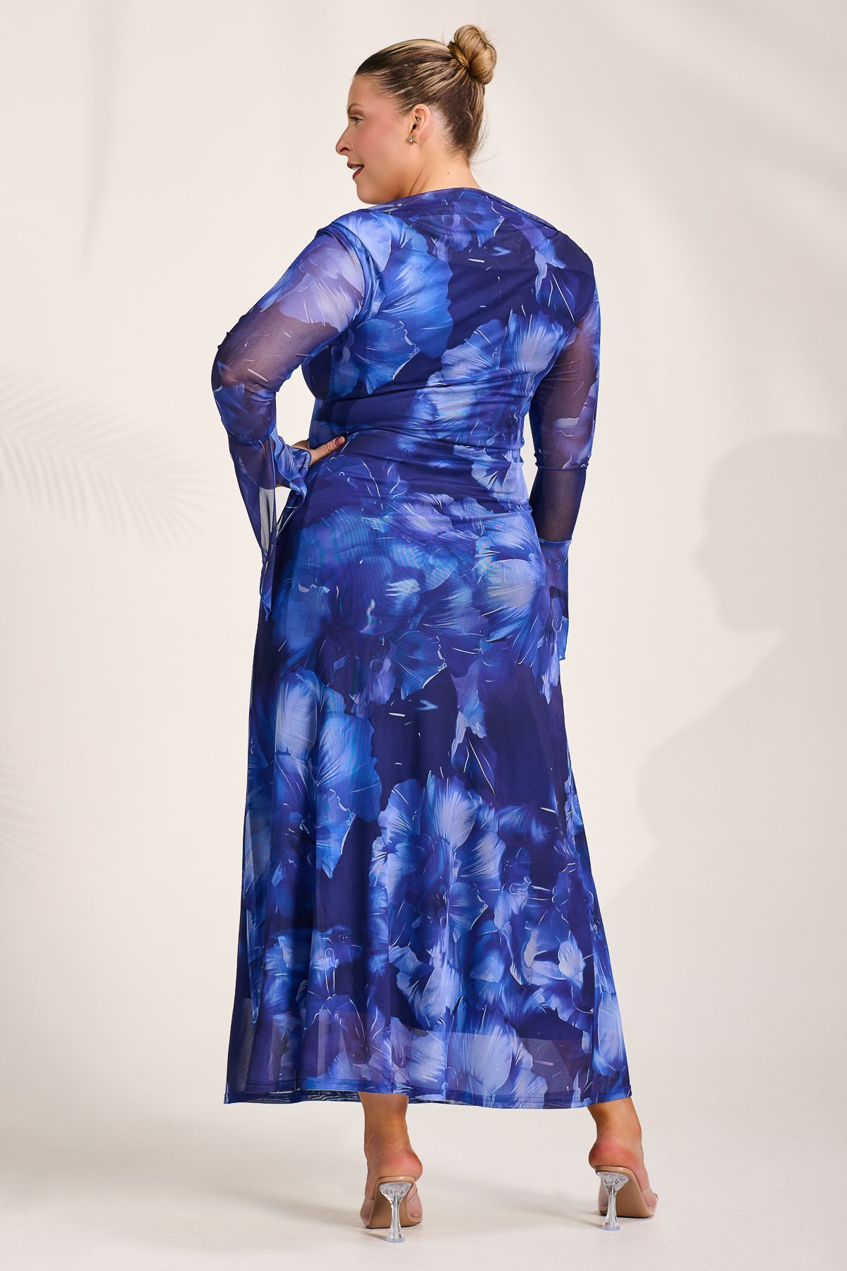 Jolie Moi Slash Neck Mesh Maxi Dress