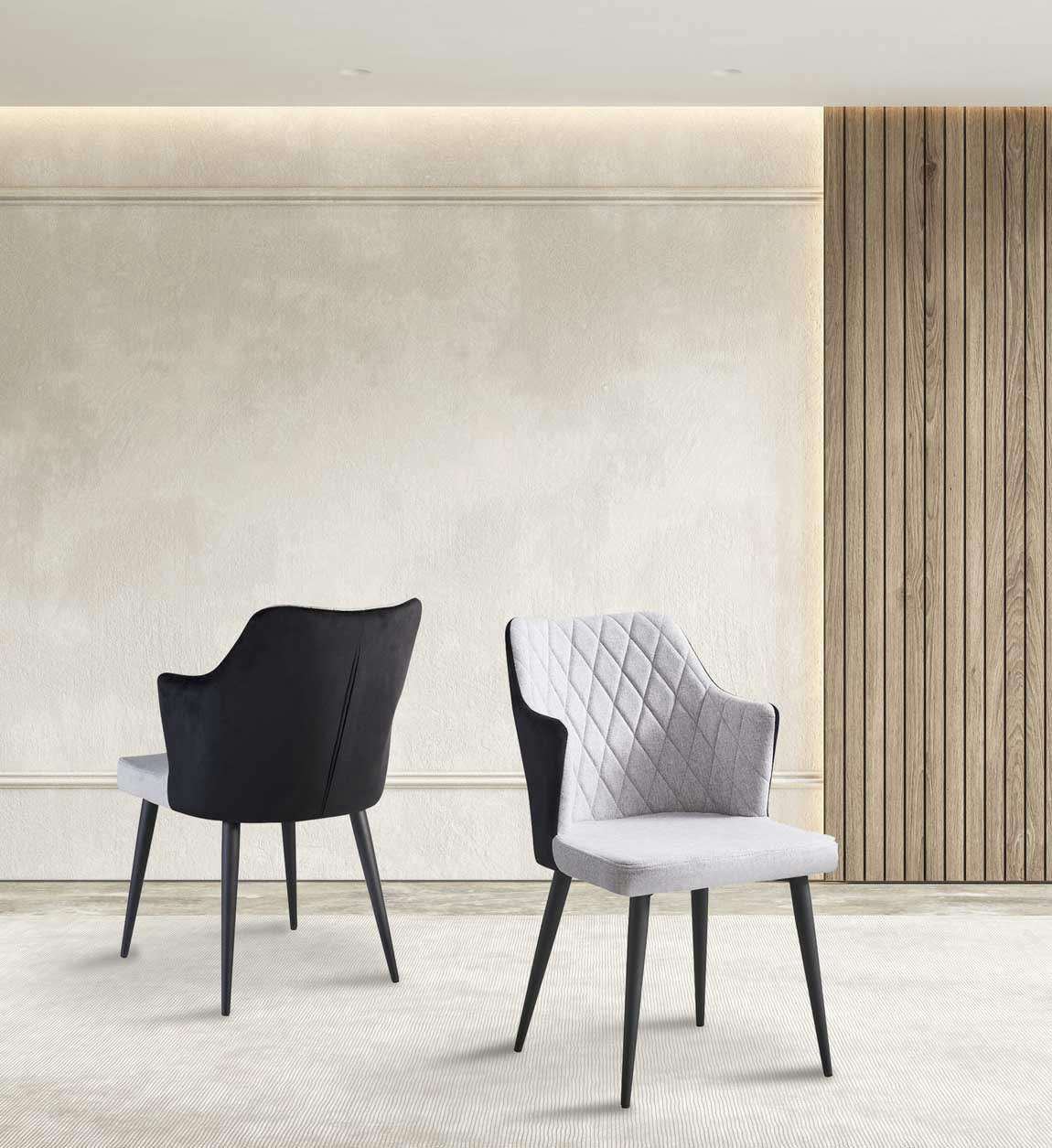 BERLIN - Set de 2 fauteuils tapissés bicolore