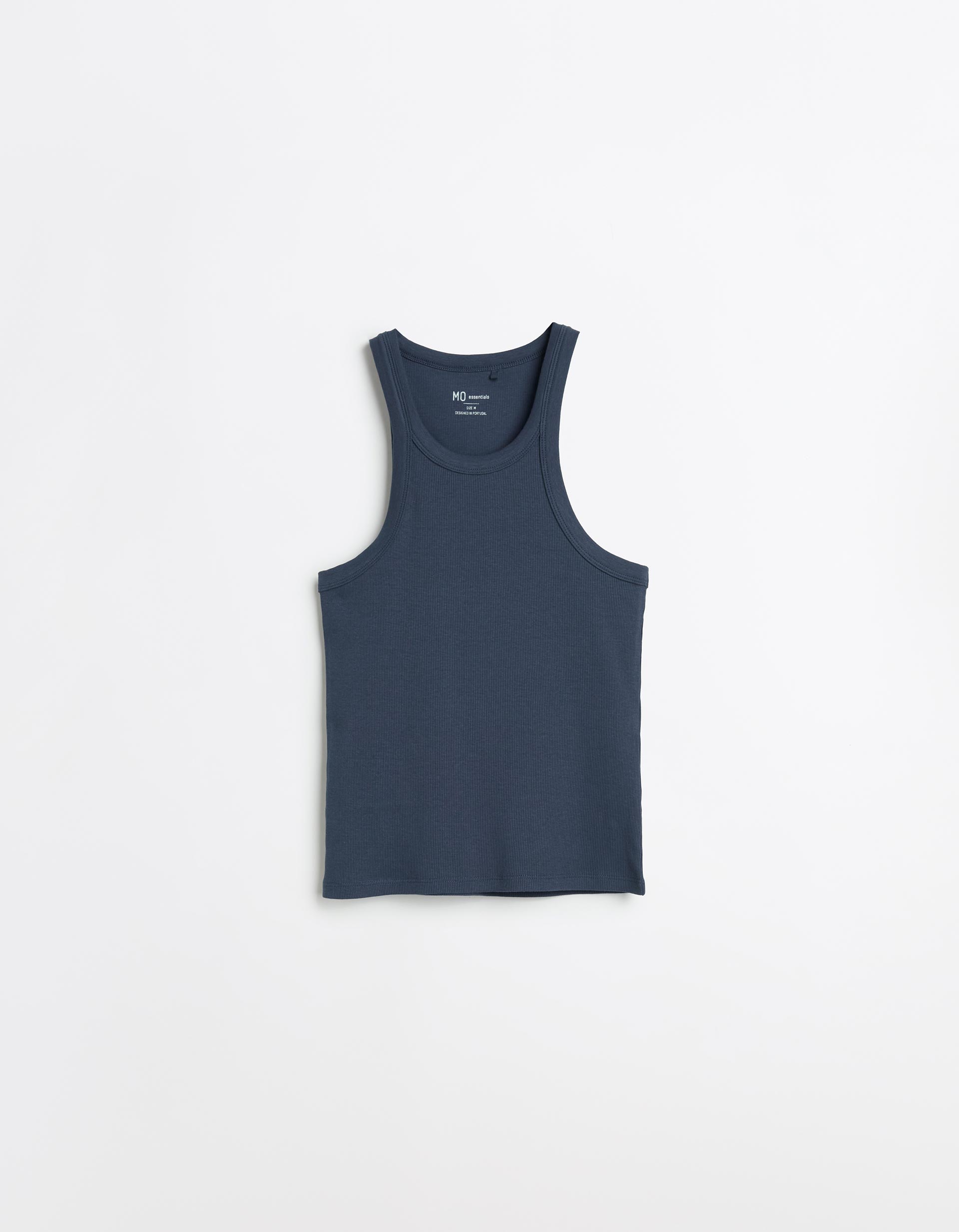 Tank Top Canelado, Mulher, Azul Escuro