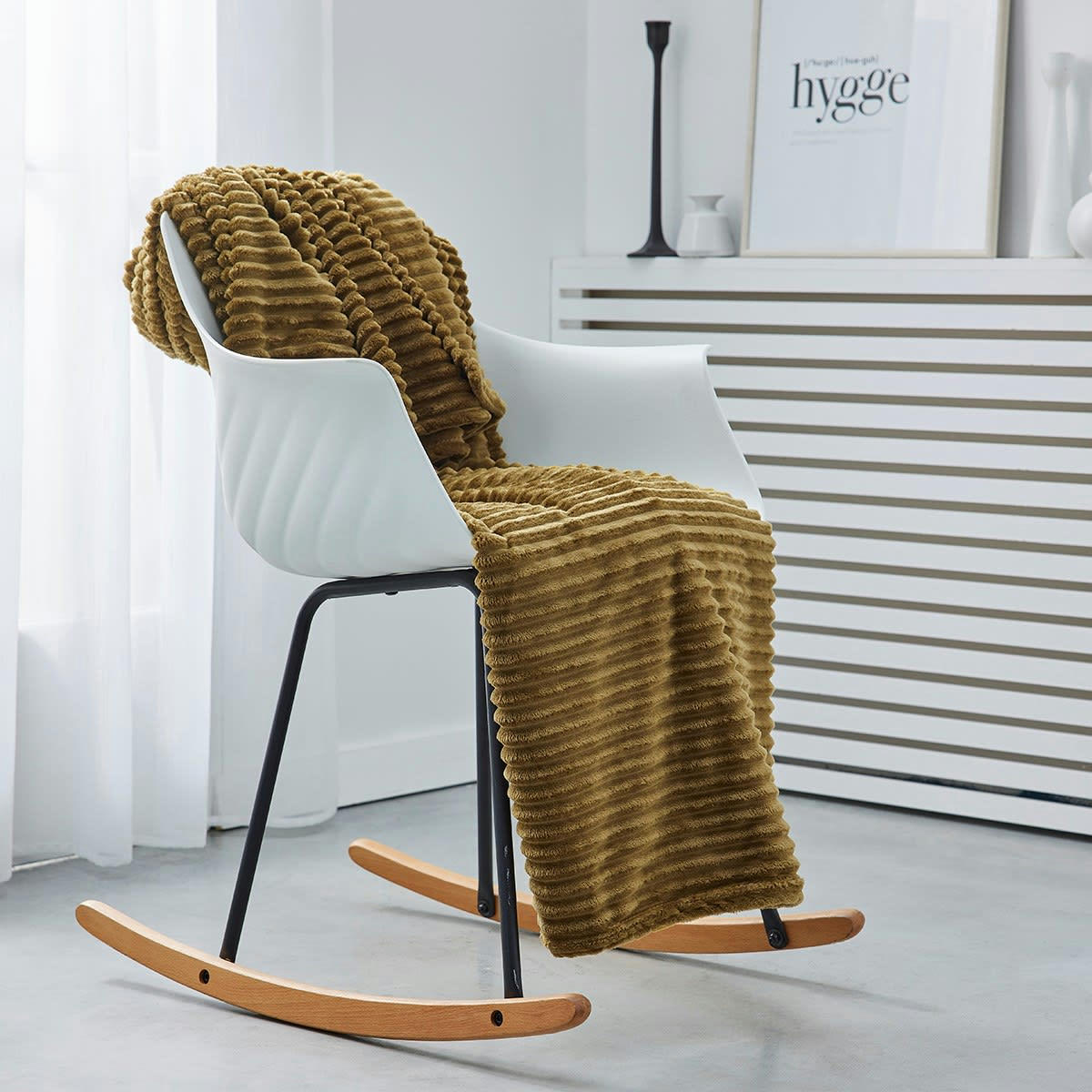 ESSENTIAL - Plaid cotelé uni en Polyester Bronze 150X200 cm