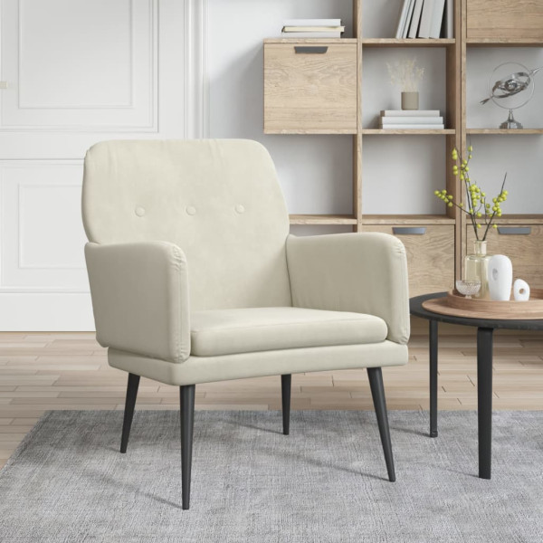 Fotel Wypoczynkowy Kremowy Aksamit Tapicerowany Do Salonu Pokoju 62x79x79