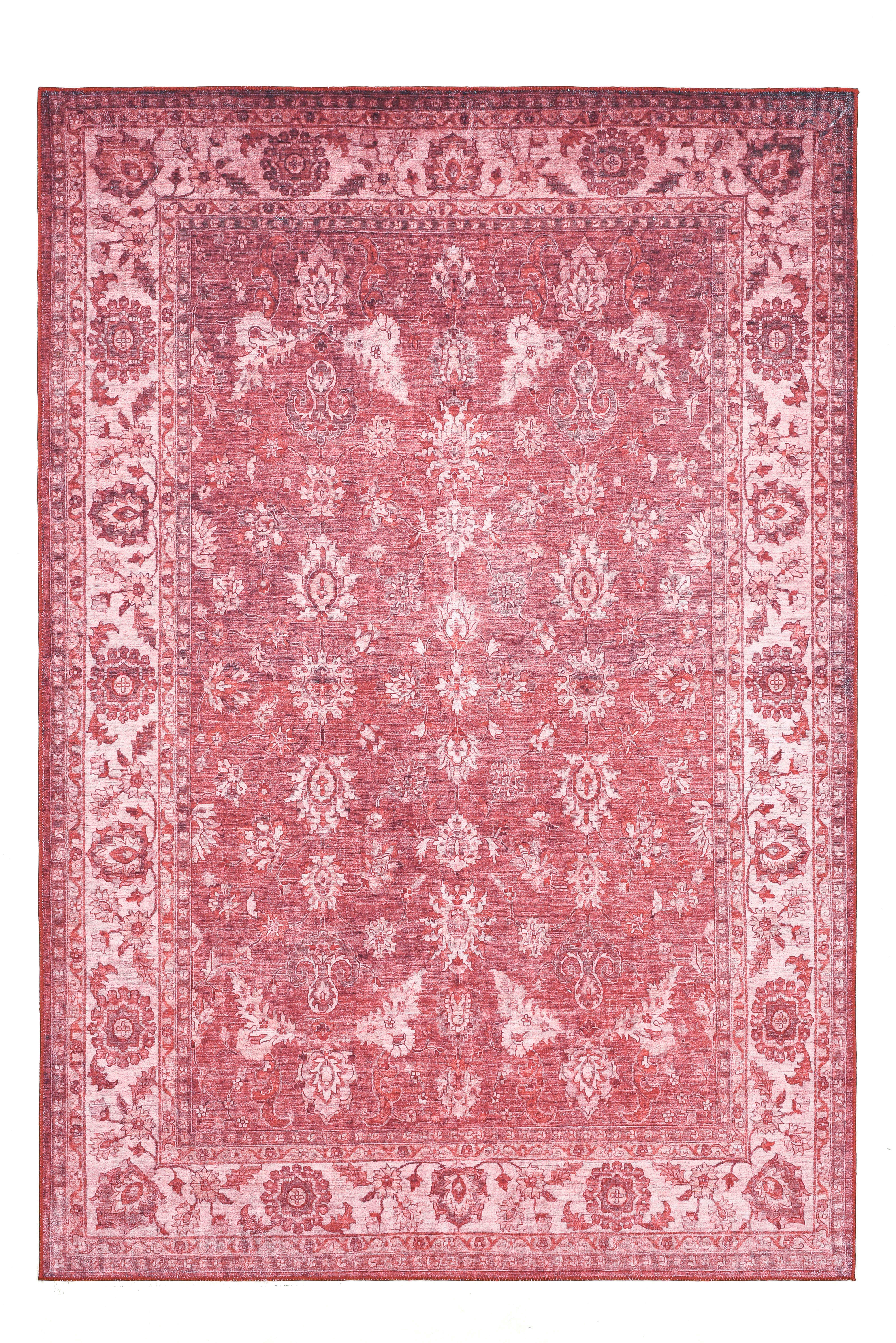 ADARA - Tapis floral tissé plat - rouge 200x250 cm