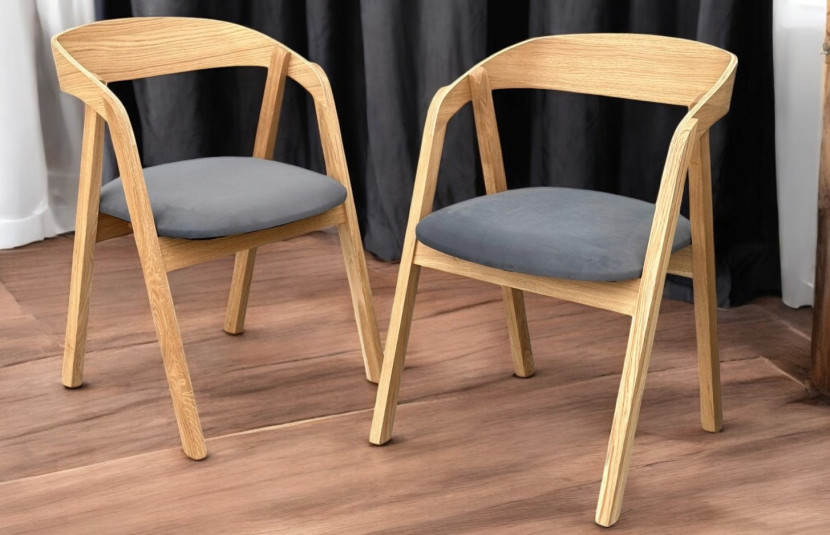 6 x Dębowe krzesło sztaplowane tapicerowane szary Salon Restauracja