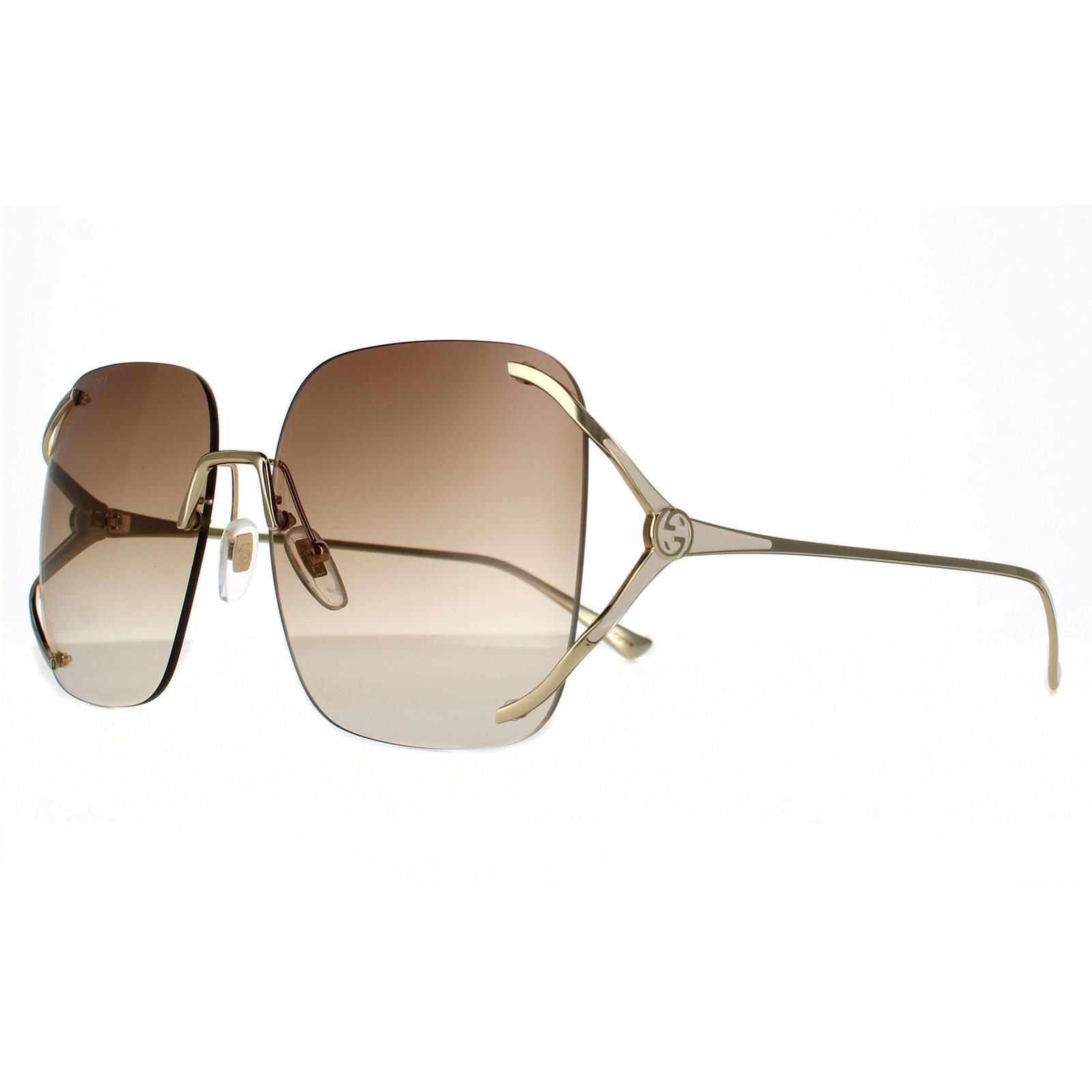 Gucci Square Gold Brown Gradient Sunglasses