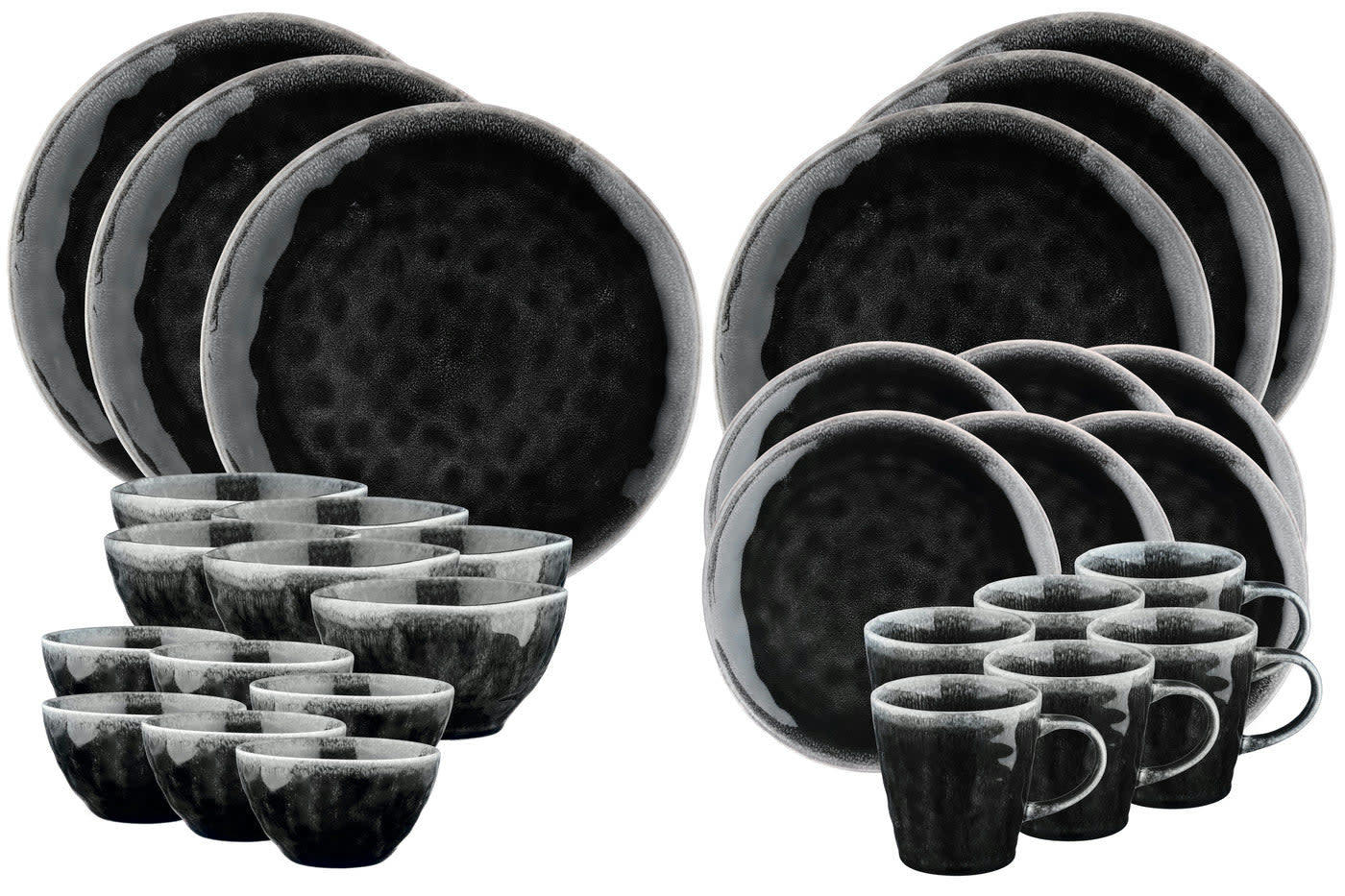 MOON - Set vaisselle 30 pièces en grès noir