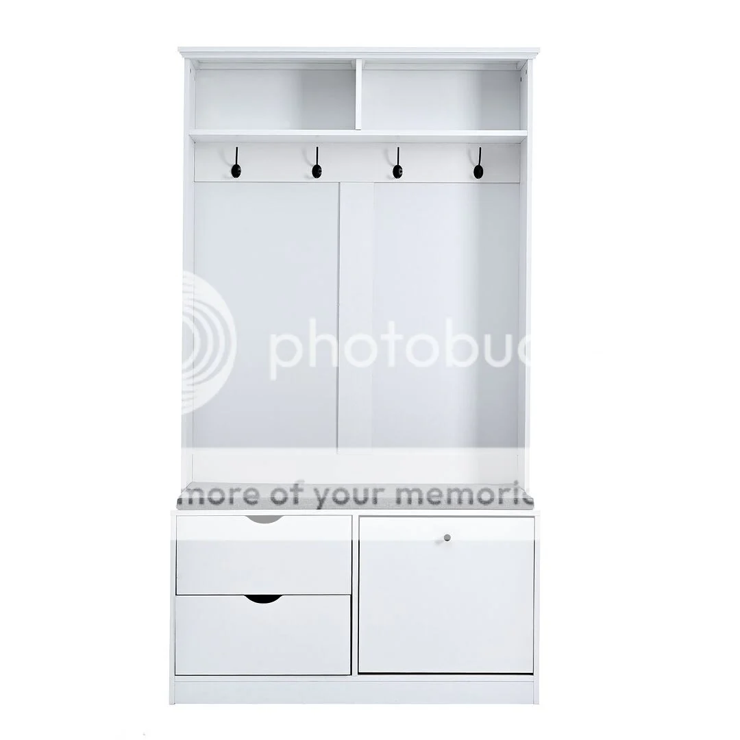 40W Hall Tree and Shoe Bench with Doors