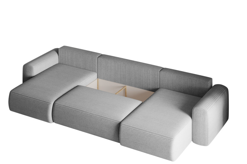 Sofa narożnik CAPRI U z funkcją spania, do salonu, ciemnozielony