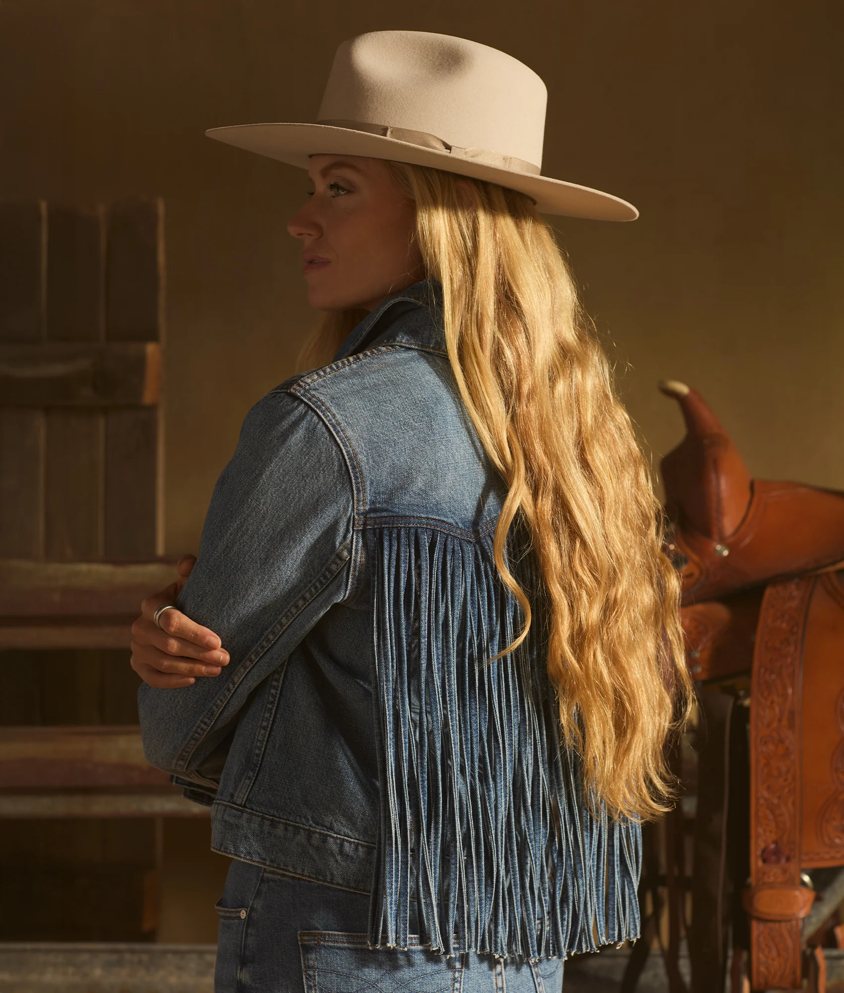 Justine Fringe Denim Jacket - Blue Roan