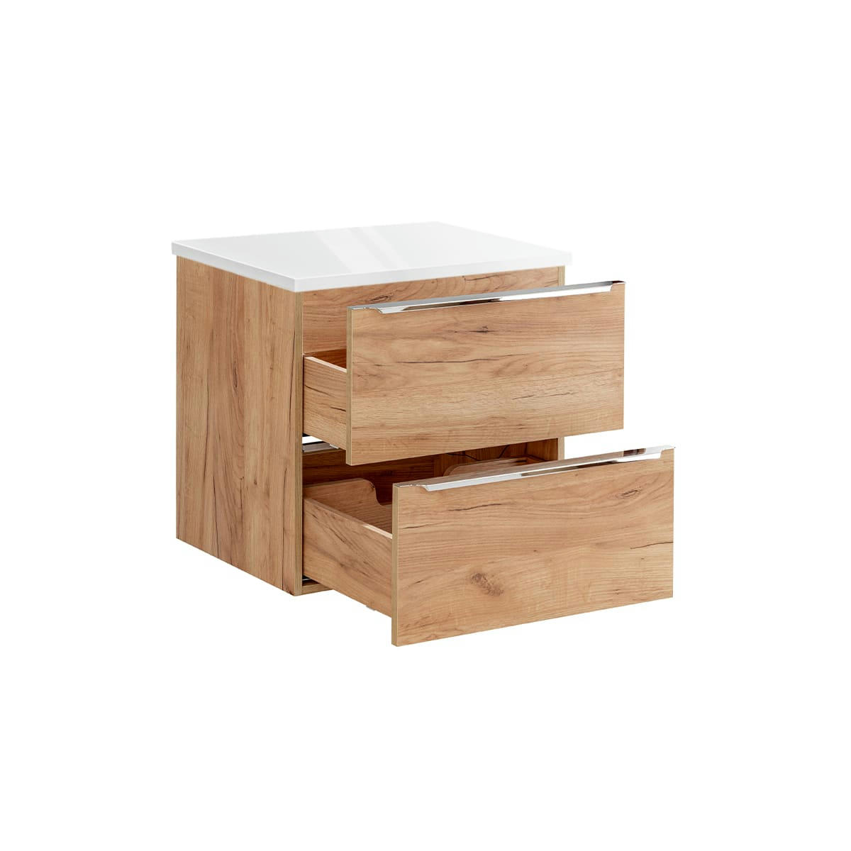 - Meuble sous-vasque 60cm plan de toilette naturel et blanc