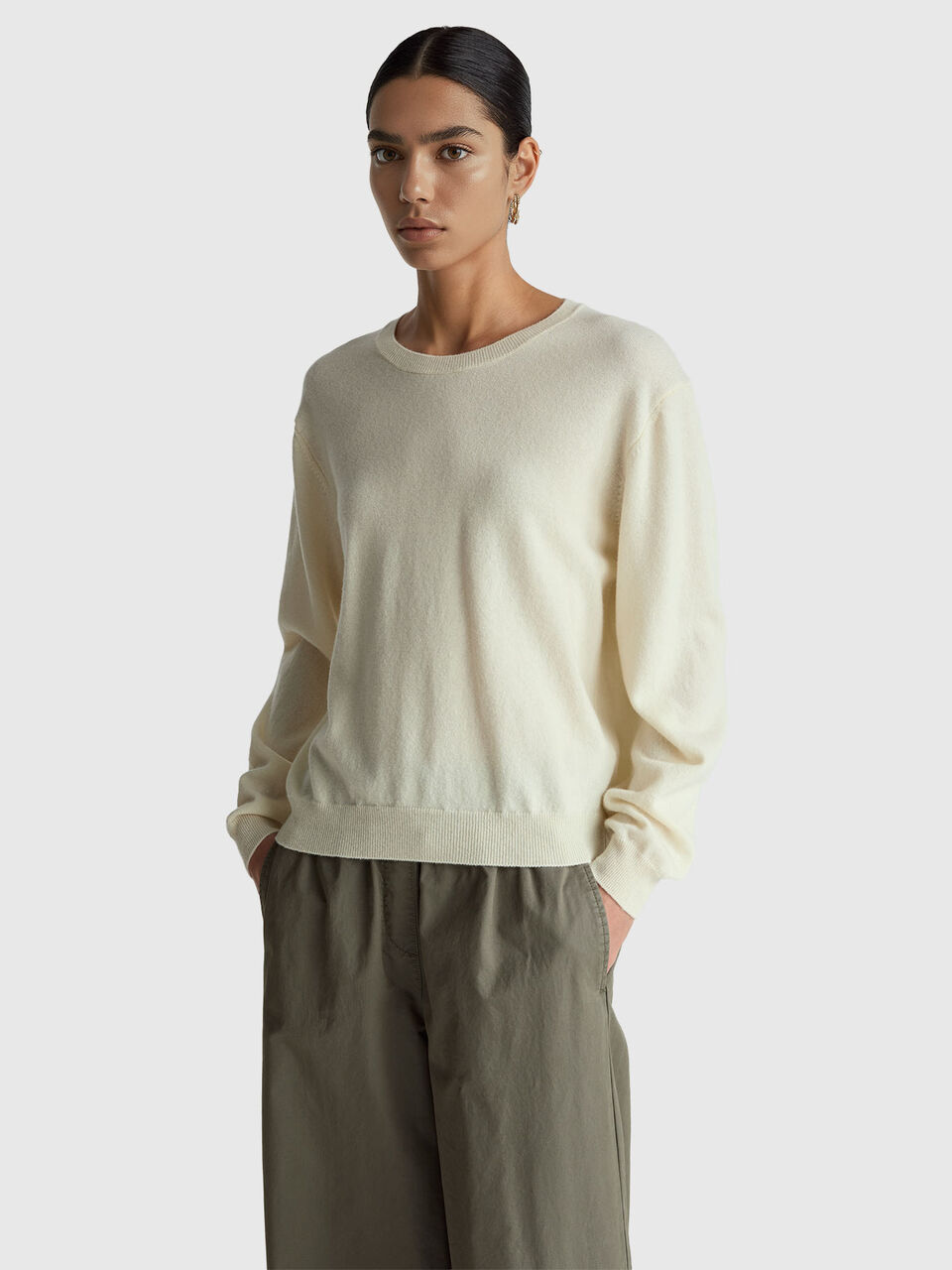 Relaxed fit pure Merino wool sweater