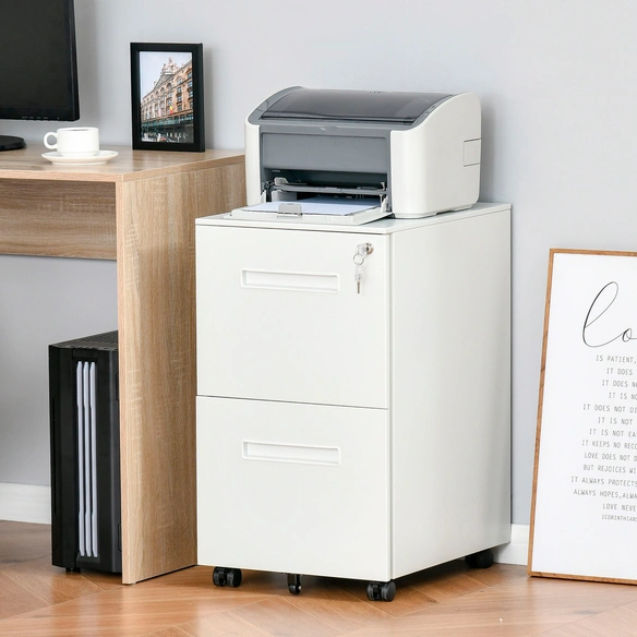 Rollcontainer, abschließbar, LxBxH: 39x48x67 cm, weiß