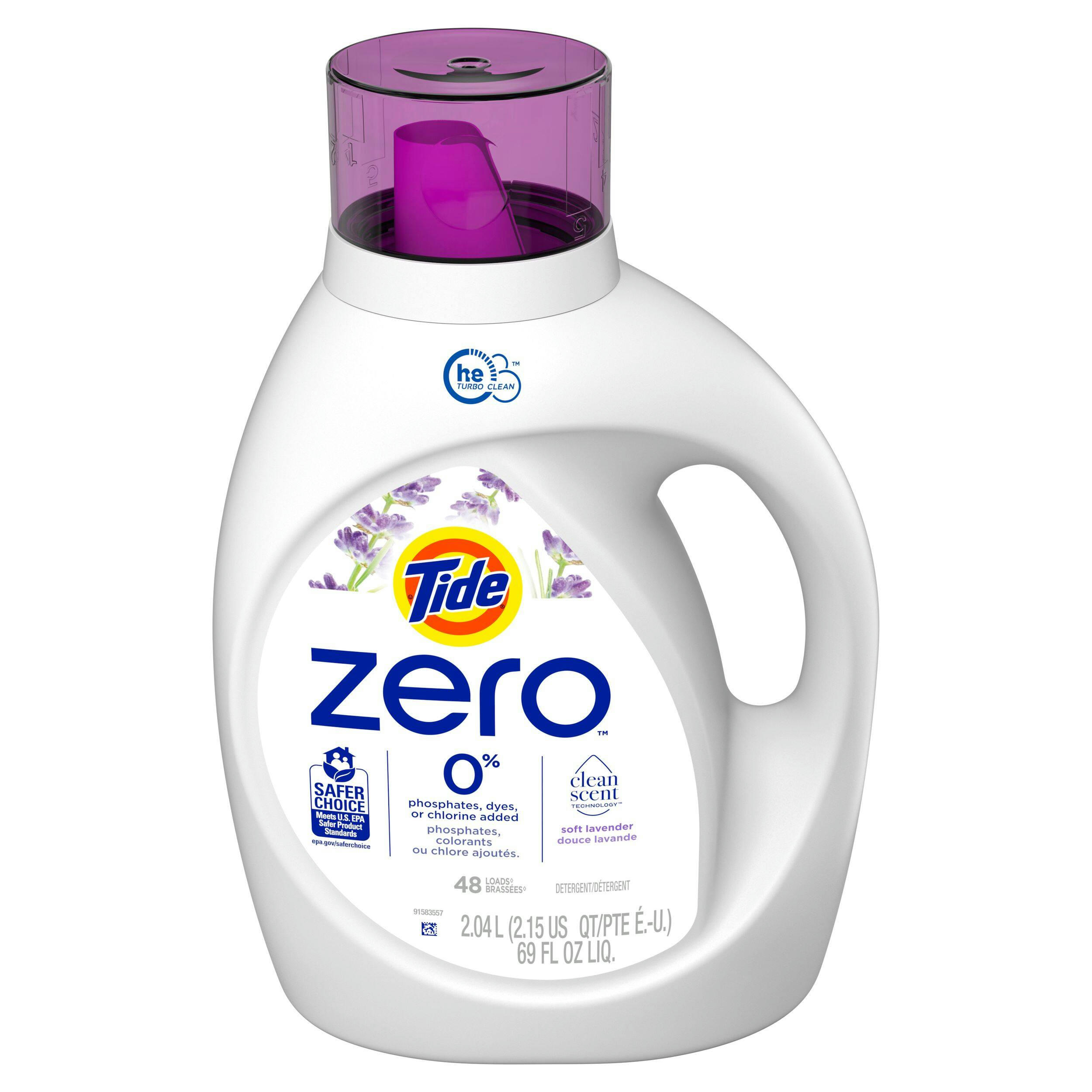 Tide Zero Liquid CleanScent Technology, Soft Lavender Scent, 2.04 L,