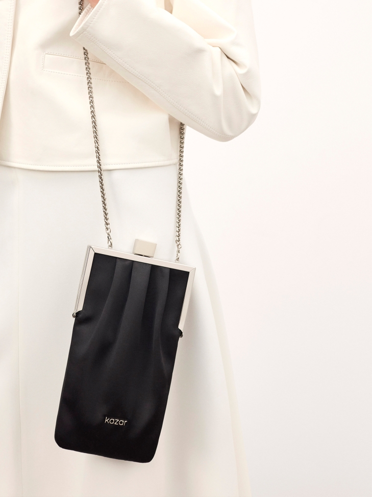 Evening black fabric handbag