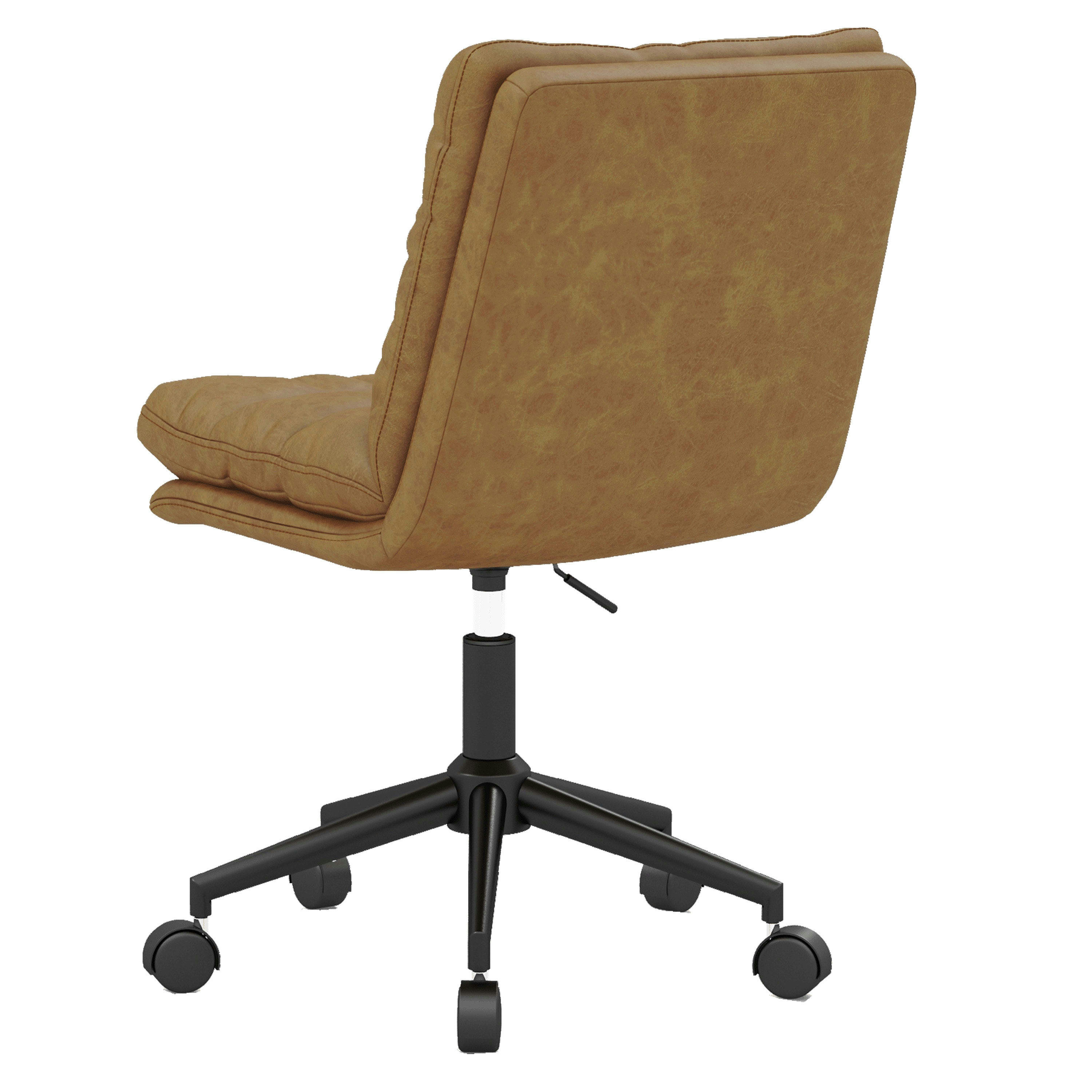 - MATT-Fauteuil de bureaux en cuir synthétique patiné Camel