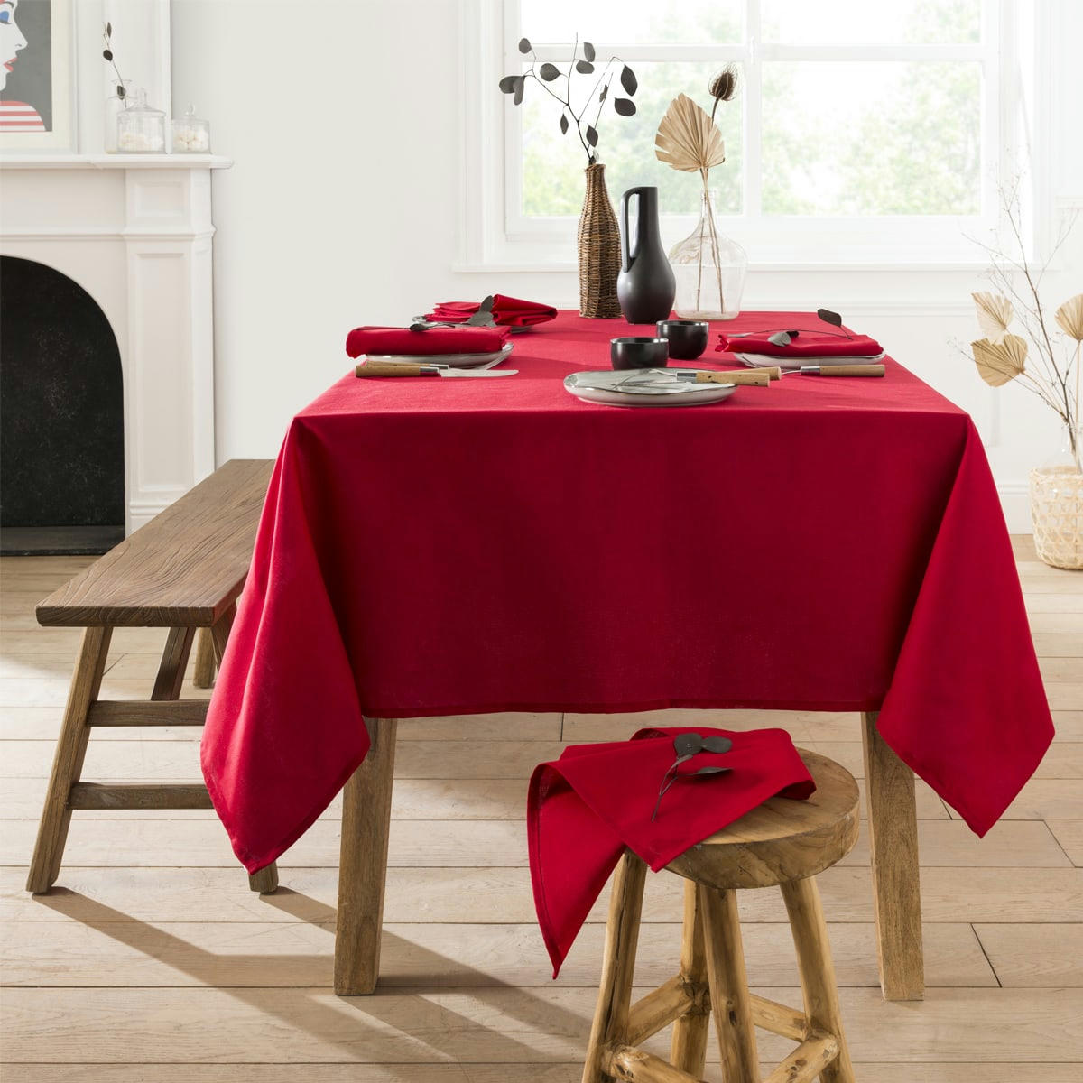 CAMBRAI - Nappe en coton traitee teflon hermes 150 x 190