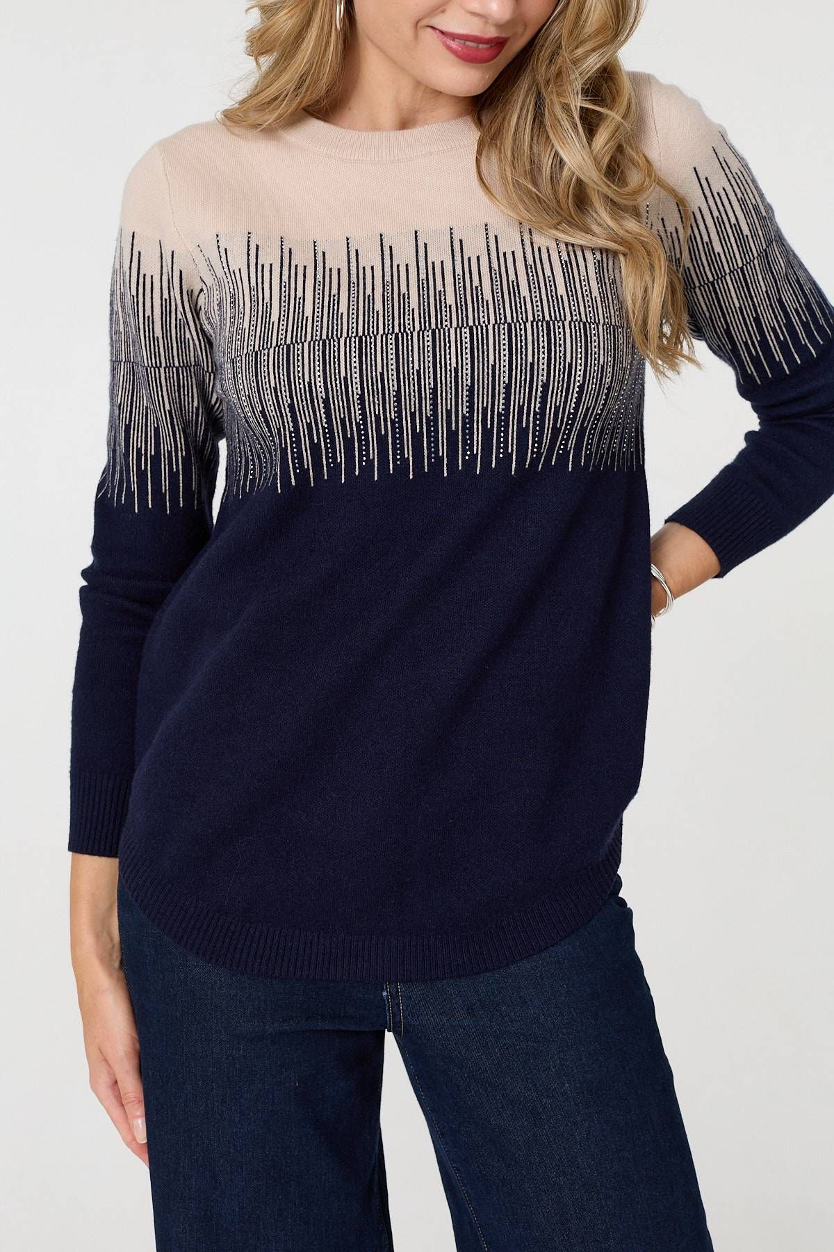 Izabel London Sparkly Embellished Long Sleeve Jumper