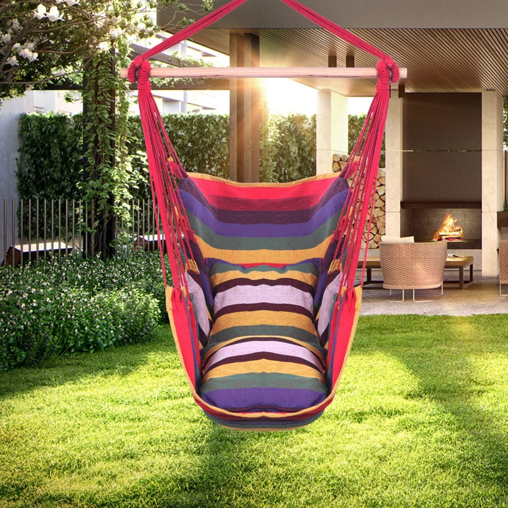 Outdoor/Indoor Distinctive Cotton Canvas Hanging Rope Chair