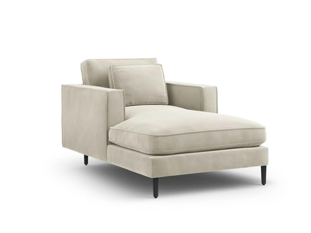 ALEXIS - Méridienne 1 place en velours beige