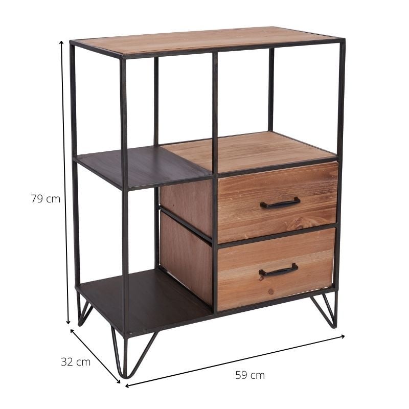 Vakkenkast met 2 laden - 79x59x32 cm